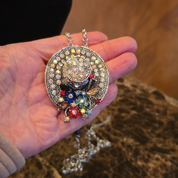 Austrian Crystal Necklace! SPRINGTIME HAT 17.5' Drop,NWOT! - Picture 5 of 12